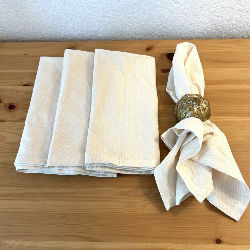 Pier 1 Imports Cotton Napkin Set Of 4 20" Beige Christmas Thanksgiving Dinner